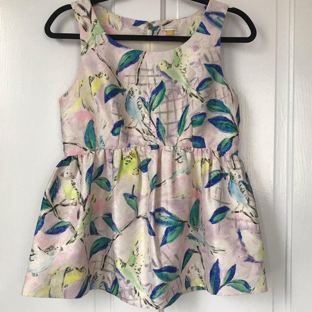 Anthropologie Leifsdottir Parakeet Print Top